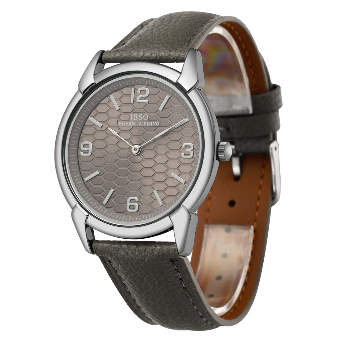IBSO New Men Quartz Watches 2026 New Style Genuine Leather Strap 3ATM Waterproof 2Hands Stainless Steel Back Case
