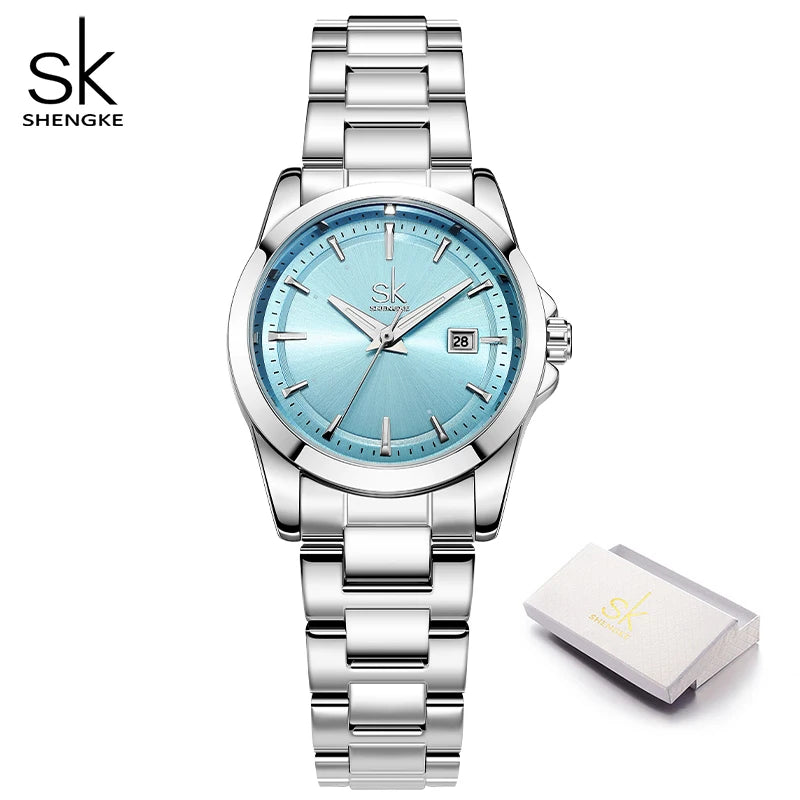 Shengke Fashion Design Women's Wristwatches Top Styles Woman's Quartz Watches Calendar Original Ladies Best Gifts Clock