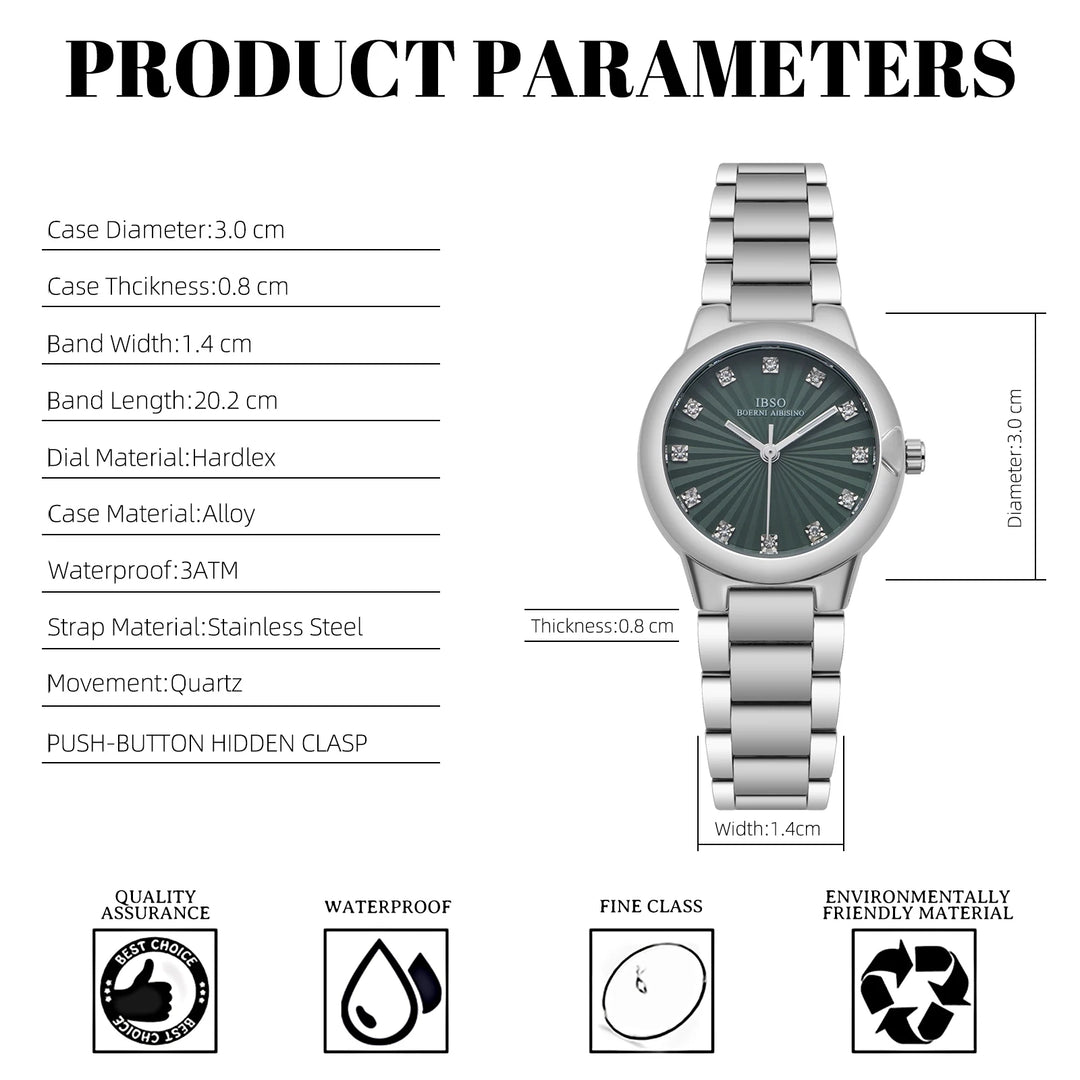 IBSO Women Wholesale Stainless Steel Strap Luxury Simple Watch Ladies 3ATM Waterproof Japanese Quartz Movement Luminous Hands