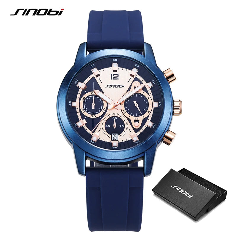 Sinobi Top Design Fashion Men's Watches Top Luxury Man's Quartz Wristwatches Original Sports Clock Military Chronograph Watch