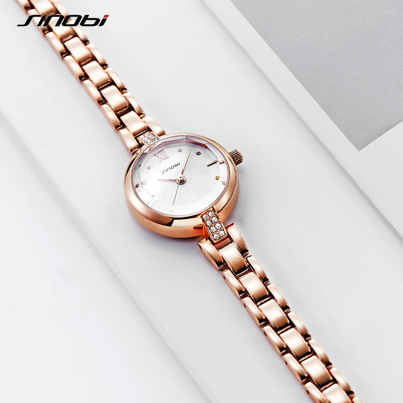 SINOBI Luxury Quartz Watch for Ladies Waterproof Luminous Stainless Steel Women Watches Elegant Dress WristWatch Top Gift Clock