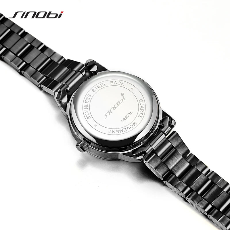 SINOBI Ladies Stainless Steel Watches Fashion Design Women's Quartz Wristwatches Elegant Female Business Clock