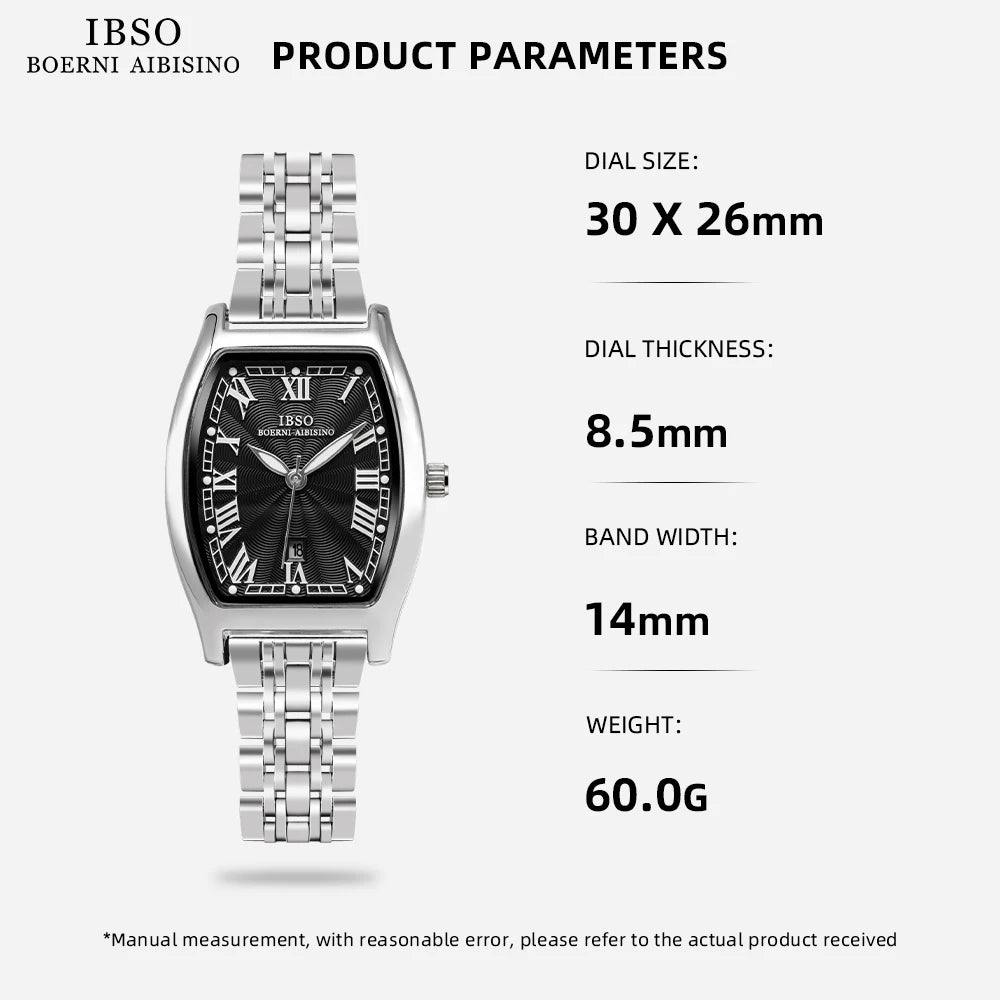 IBSO New Style Women Luxury Quartz Watches Japanese Movement 3ATM Waterproof Stainless Strap Watch Ladies Luminous Dial 9388