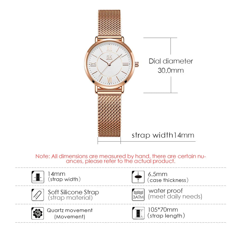 Shengke Japan Quartz Movement Waterproof Ladies Wristwatch Stainless Steel Band Classic Watch for Women Free Shipping Watches
