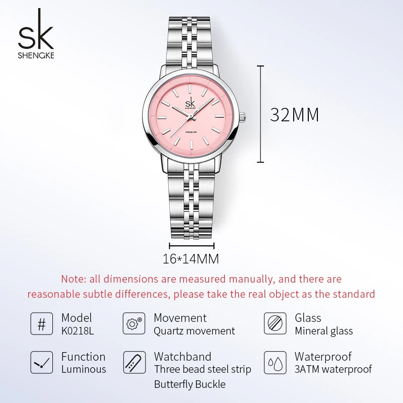 Shengke New Fashion Design Women's Quartz Watches Top Brand Womans Quartz Wristwatches Stainless Steel Female Best Gifts Clock