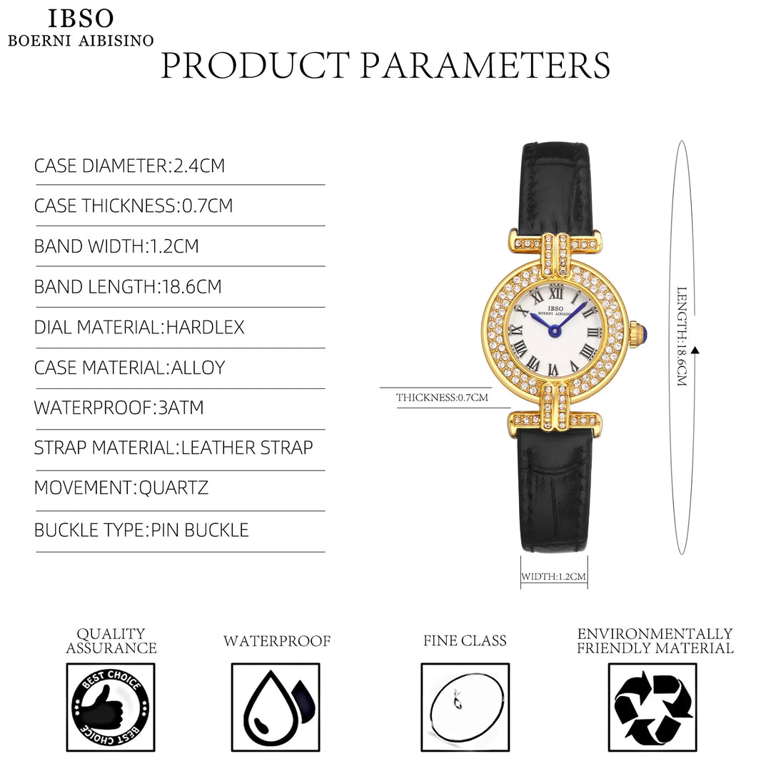 IBSO 2026 New Women Luxury Style Quartz Watches Super Simple Genuine Leather Strap Waterproof Round Shape Dial Waterproof 30
