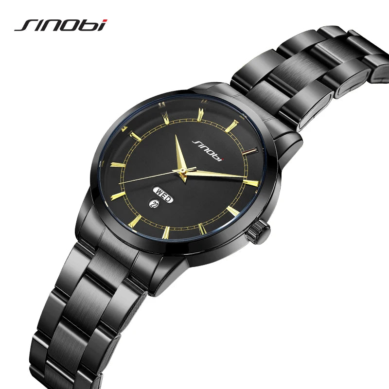 SINOBI Ladies Stainless Steel Watches Fashion Design Women's Quartz Wristwatches Elegant Female Business Clock