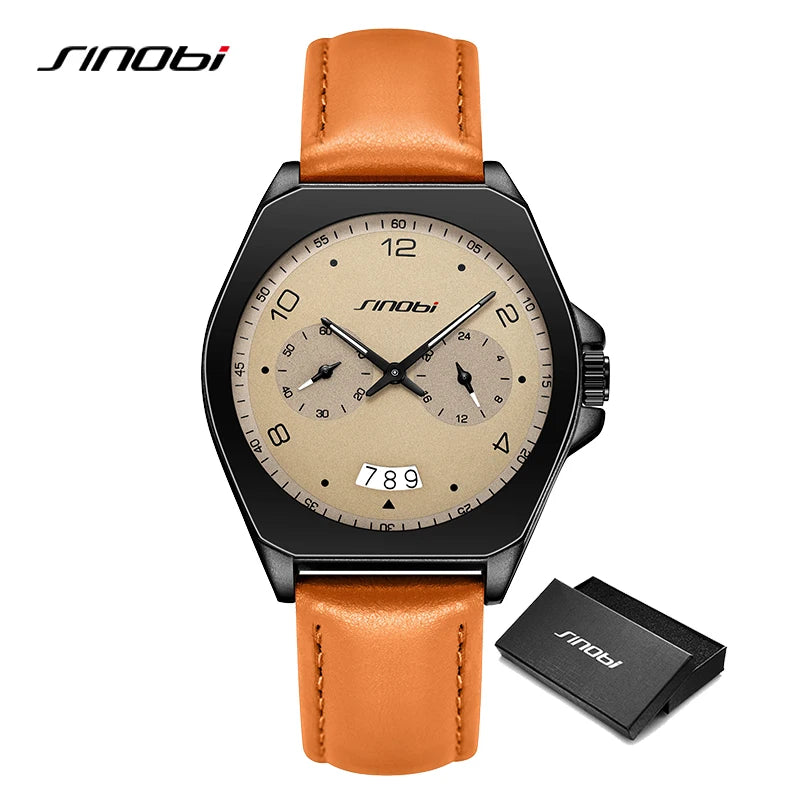 SINOBI Fashion Men's Watches Original Styles Man's Quartz Wristwatches Waterproof Male Gifts Clock Fashion Relogio Masculino