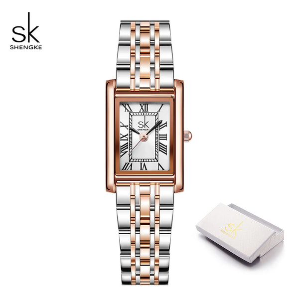 Shengke ladies watches original rectangle leather strap women's quartz  wristwatches best gifts clock reloj mujer dropshipping