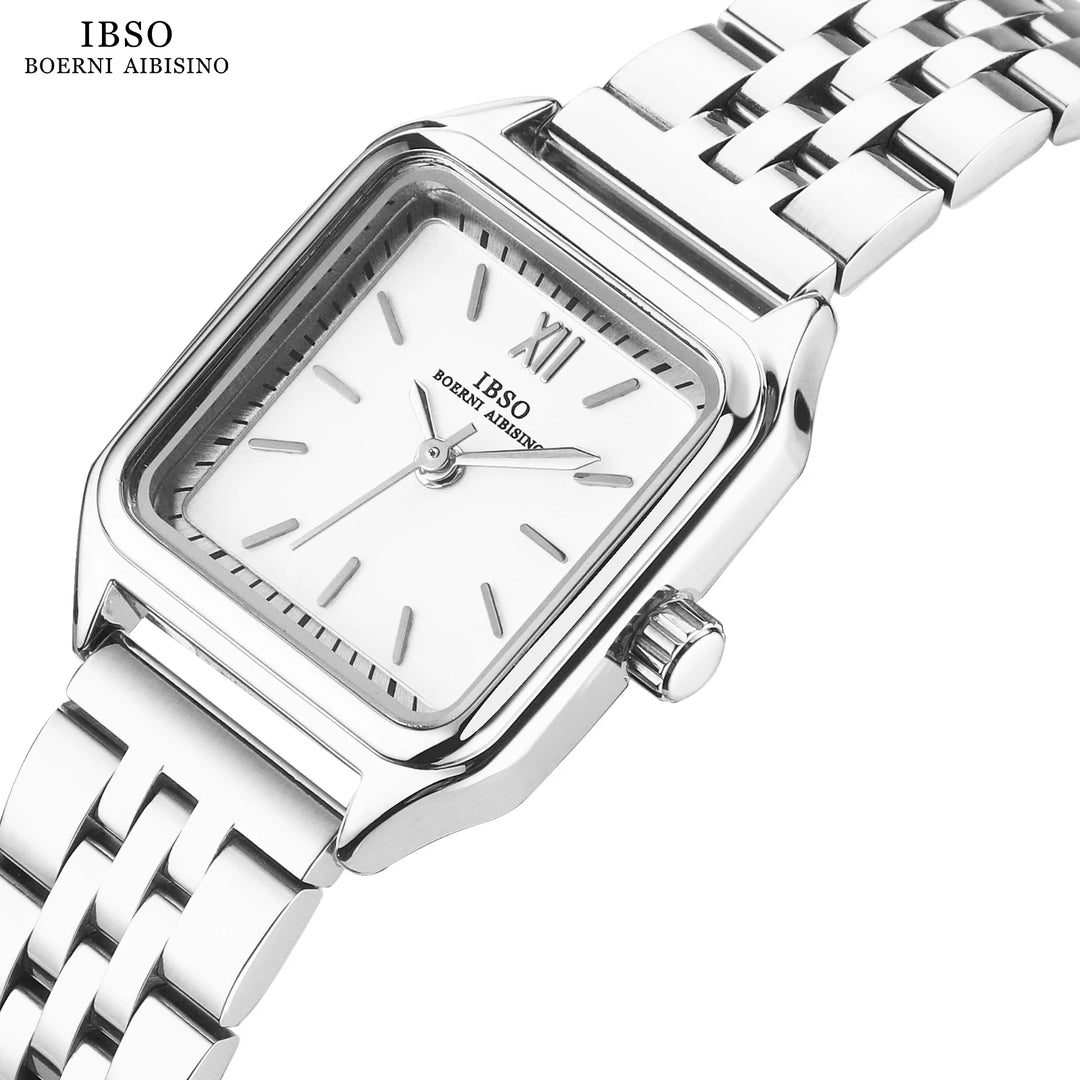IBSO 2026 New Women Luxury Style Quartz Watches Square Face Stainless Steel Strap Waterproof Dial Waterproof 30 Quartz S9680L