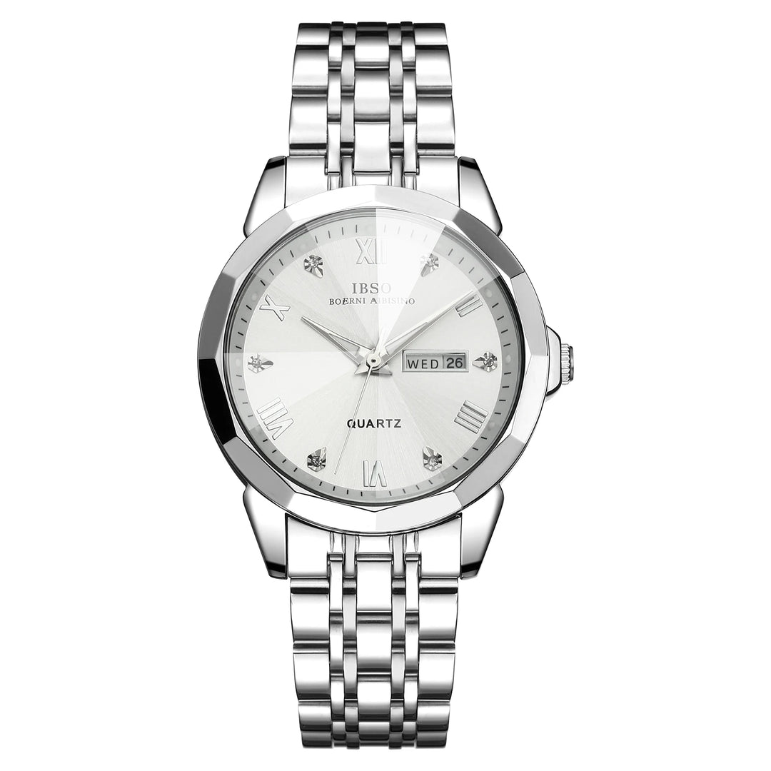 IBSO 2026 New Men Calendar Quartz Watch Japanese Movement 3ATM Waterproof Luminous Hands Luxury Stainless Steel Strap S1119G