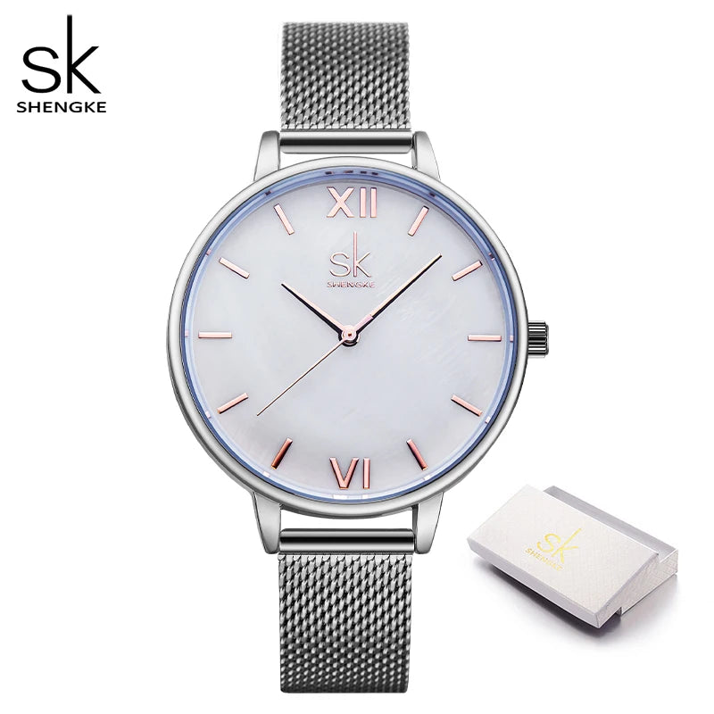 SHENGKE New Fashion Women Watches Top Brand Elegant Woman's Quartz Wristwatches Luxury Golden Clock for Lady Relogio Feminino