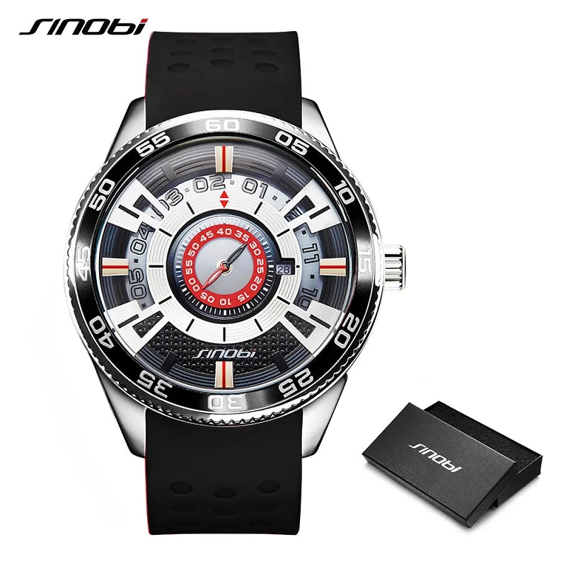 SINOBI High Quality Creative Car Dashboard Man's Watches Men's Luxury Stainless Steel Wristwatches Sports Top Clock Reloj Hombre