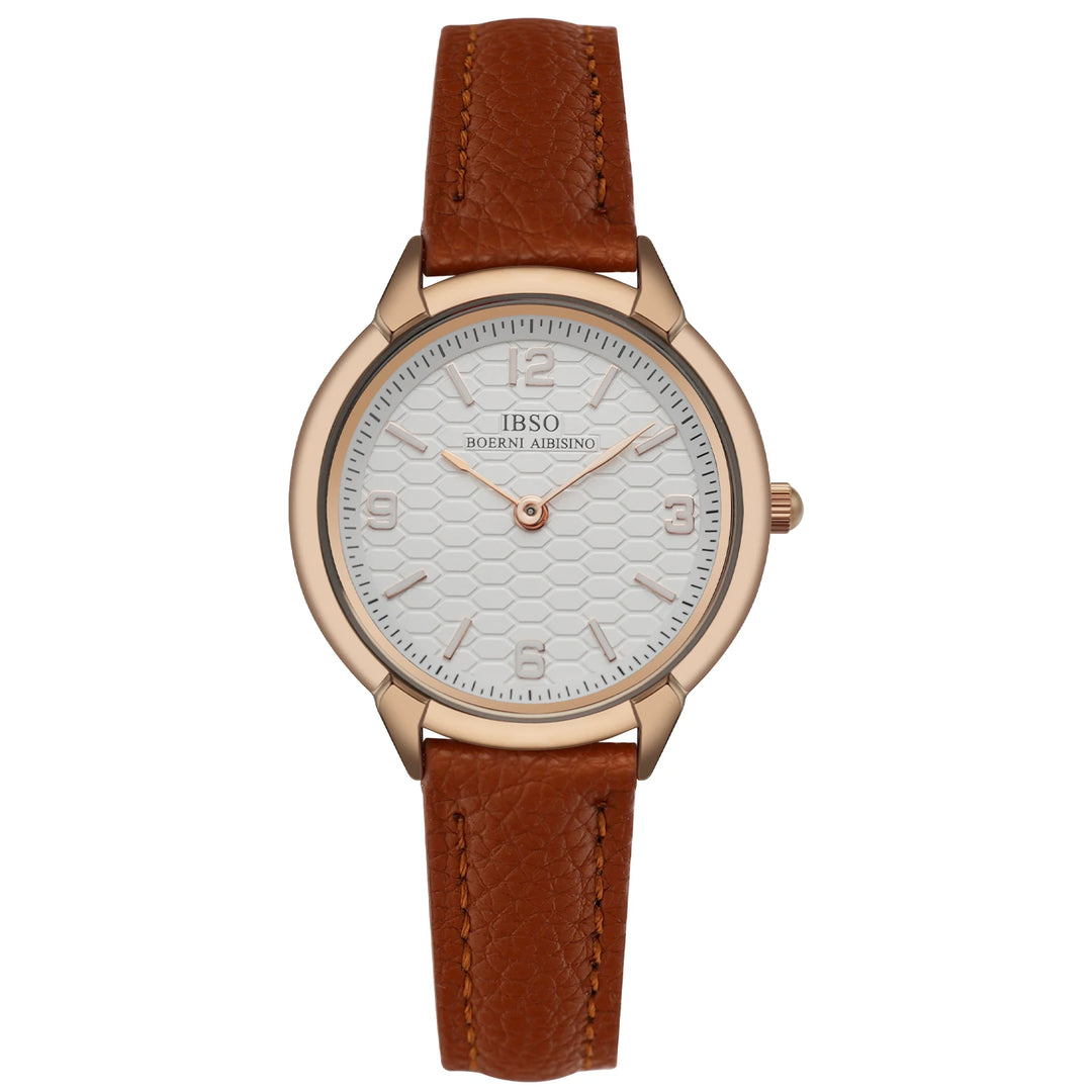 IBSO New 2026 Women Genuine Leather Strap 3ATM Waterproof Japanese Movement Luminous Hands Elegant Style Special Dial Design