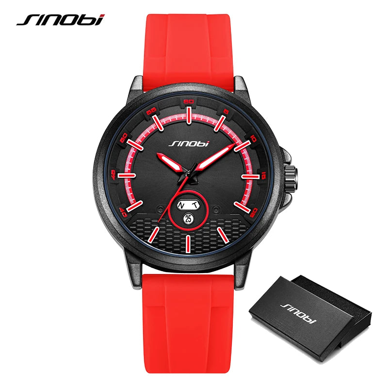 SINOBI New Design Men's Watches Fashion Man's Sports Quartz Watch Calendar Week Display Best Gifts Clock Top Brand Wristwatches