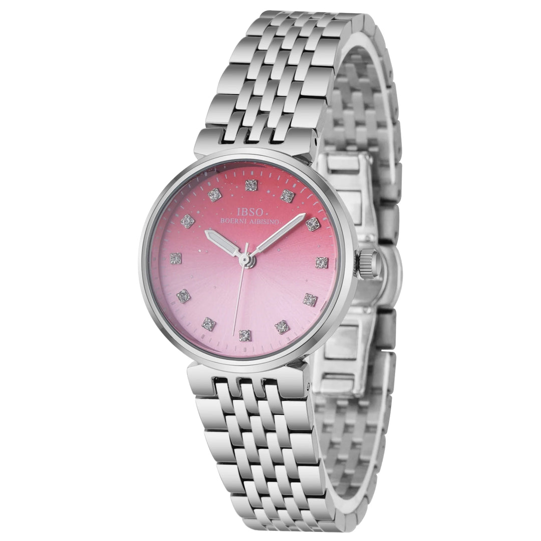 IBSO New Arrival 2026 Gradient Color Dial Stainless Steel Strap Luminous Hands 3ATM Waterproof Japan Movement