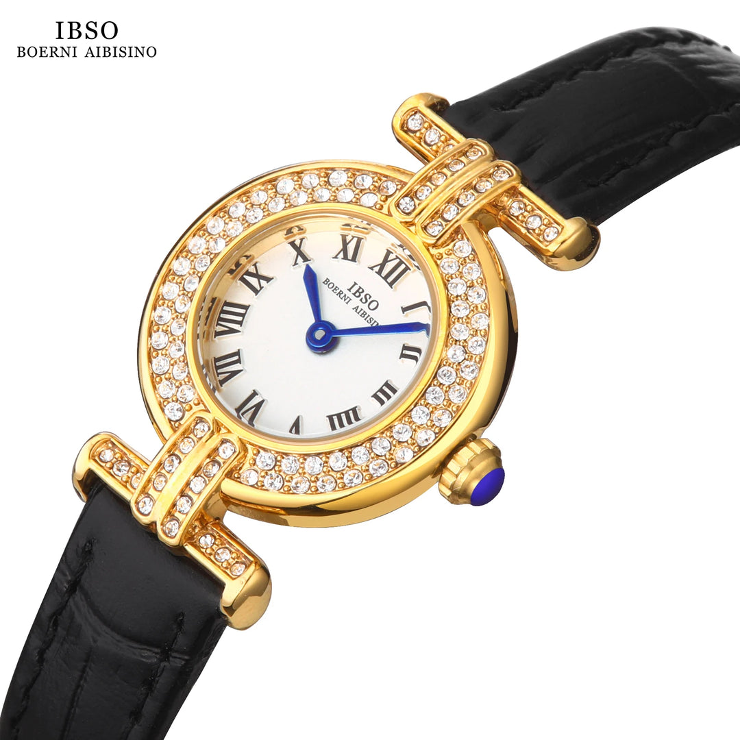 IBSO 2026 New Women Luxury Style Quartz Watches Super Simple Genuine Leather Strap Waterproof Round Shape Dial Waterproof 30