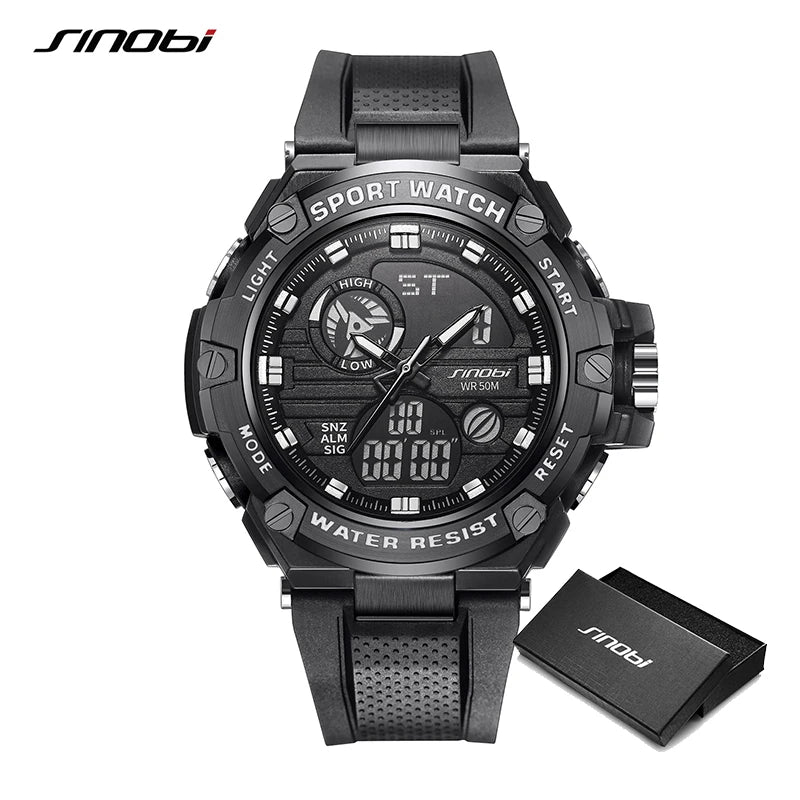 SINOBI Digital Men Military Watch 50m Waterproof Wristwatch LED Quartz Clock Sport Watch Gifts Watches Men Relogios Masculino