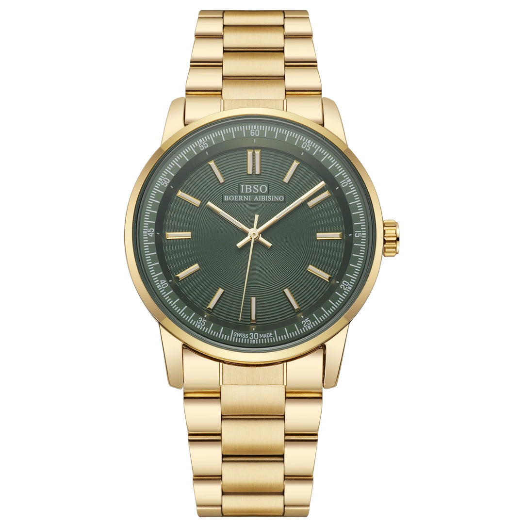 IBSO S1131G Business Style Men Quartz Watch Japanese Movement Luminous Hands And Dials Stainless Steel Strap 3ATM Waterproof