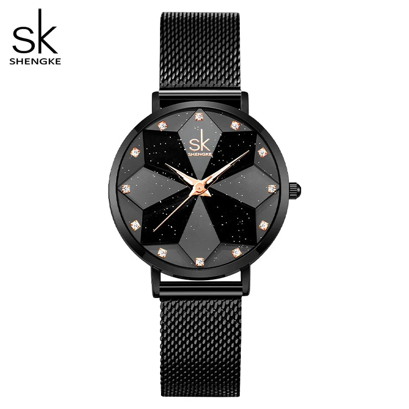 Shengke Fashion Diamond Women Watches Hot Sales Woman's Quartz Wristwatches Top Luxury Ladies Clock SK Original Mujer Montre