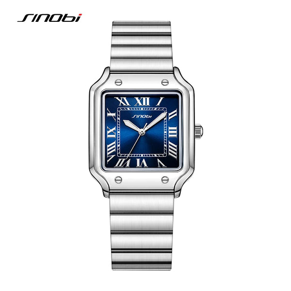 Sinobi casual design men's quartz watches fashion stainless steel man's wristwatches business square male relogio masculino