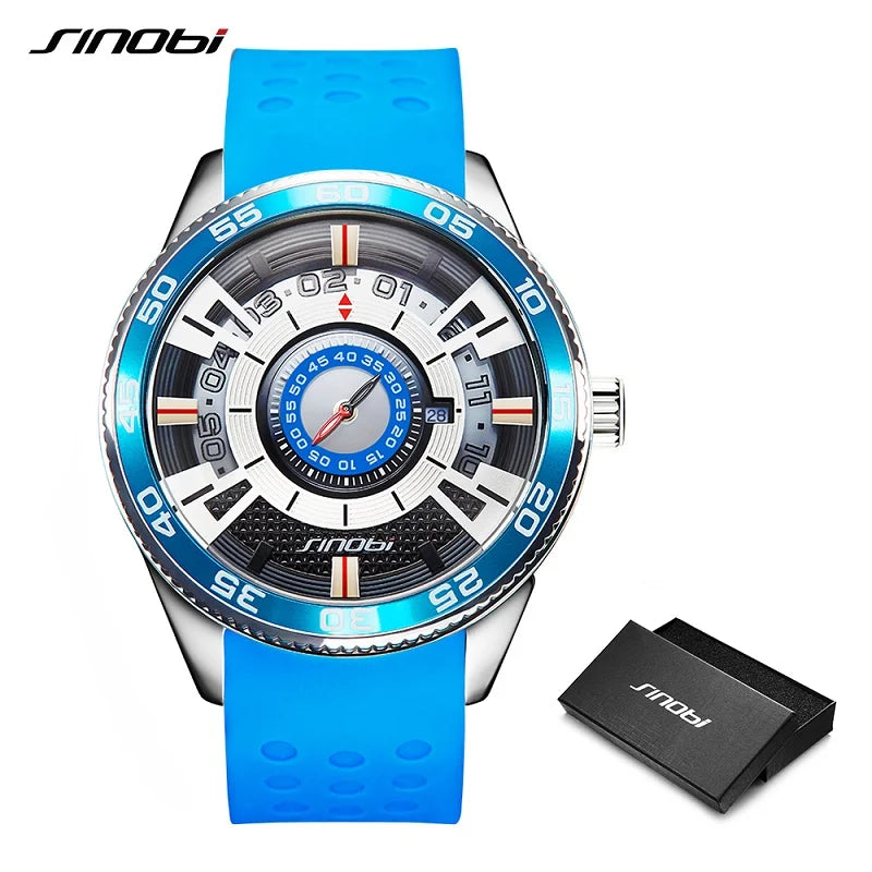 SINOBI High Quality Creative Car Dashboard Man's Watches Men's Luxury Stainless Steel Wristwatches Sports Top Clock Reloj Hombre