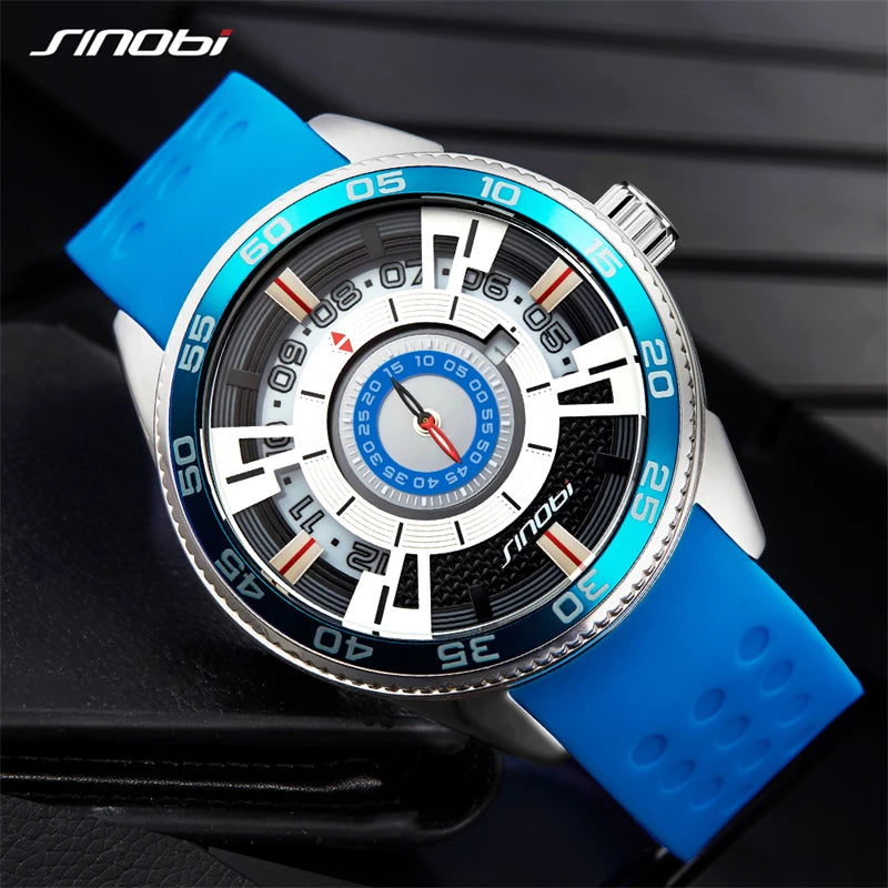 SINOBI High Quality Creative Car Dashboard Man's Watches Men's Luxury Stainless Steel Wristwatches Sports Top Clock Reloj Hombre
