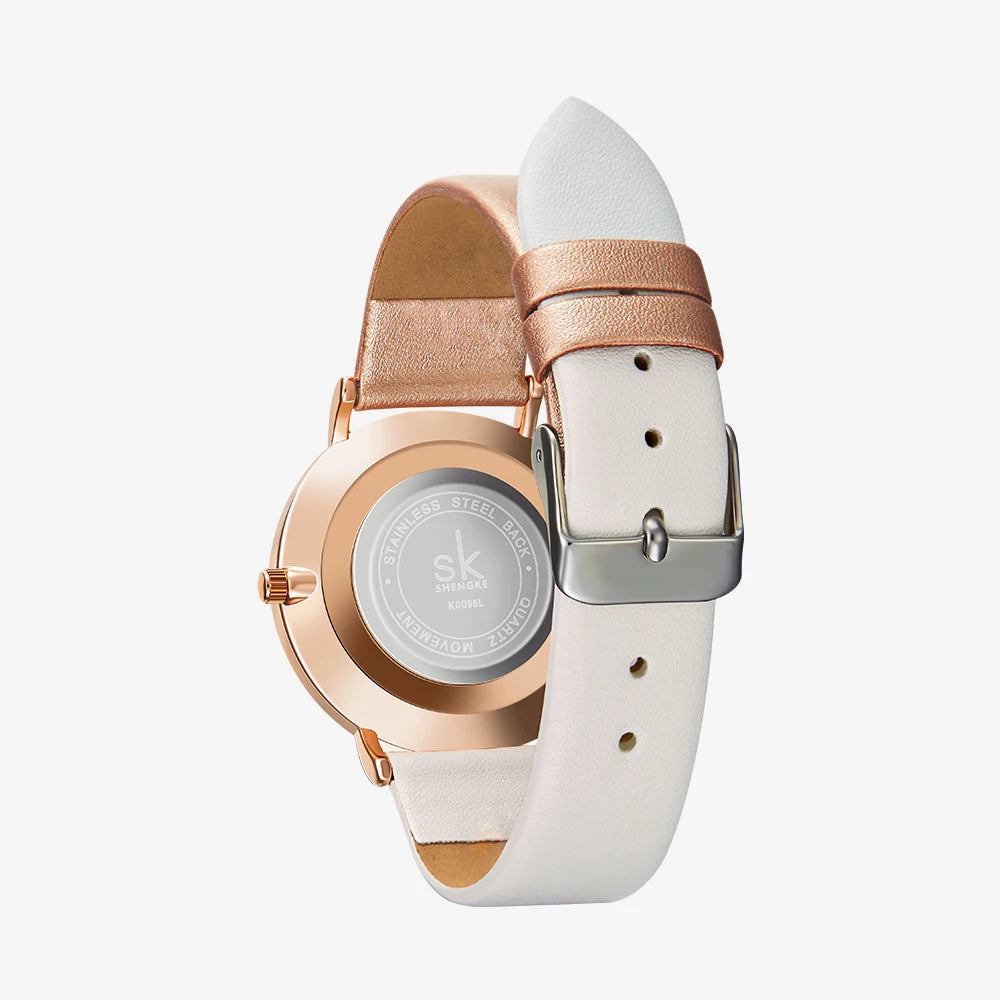 SK Top Luxury Leather Watches Women Creative Fashion Quartz Watches For Reloj Mujer Ladies Wrist Watch SHENGKE Relogio Feminino