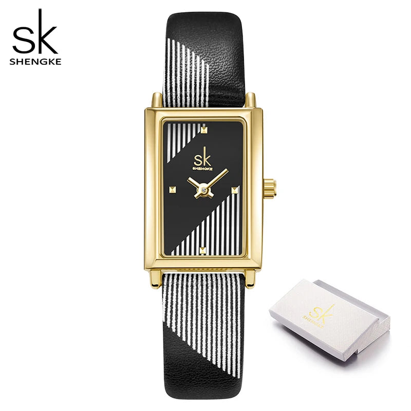 Shengke Fashion Luxury Women Watches Original SK Design Woman Quartz Wristwatches Elegant Rectangle Female Clock Best Gifts