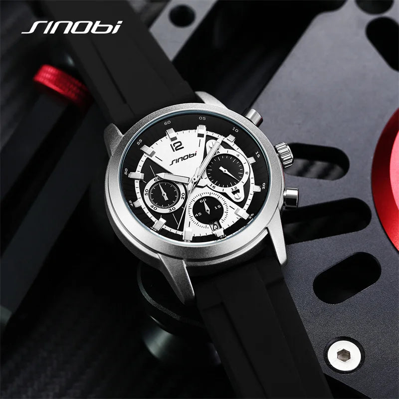 Sinobi Top Design Fashion Men's Watches Top Luxury Man's Quartz Wristwatches Original Sports Clock Military Chronograph Watch