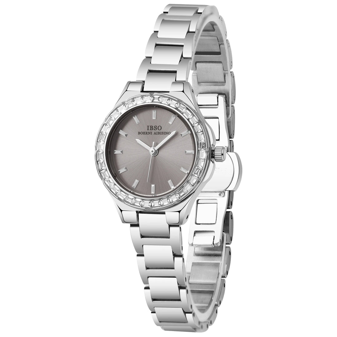 IBSO Small Round Cute Quartz Watch Stainless Steel Strap 3ATM Waterproof Women Luxury Watch S1081L