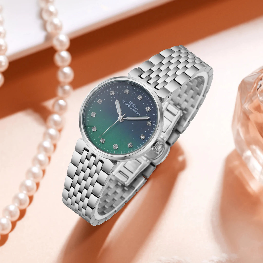IBSO New Arrival 2026 Gradient Color Dial Stainless Steel Strap Luminous Hands 3ATM Waterproof Japan Movement