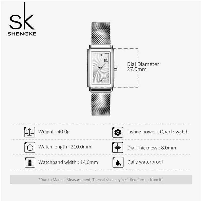 Shengke Women Watches Fashion Geneva Designer Ladies Watch Luxury Brand Rectangle Quartz Gold Wrist Watch Luxury Gifts For Women