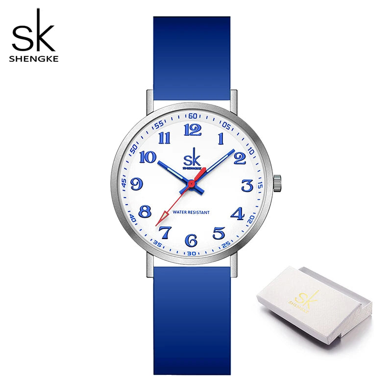 SHENGKE Women Fashion Silicone Strap Watches New Clock For Woman SK Quartz Wristwatches Original Ladies Watch Relogio Feminino