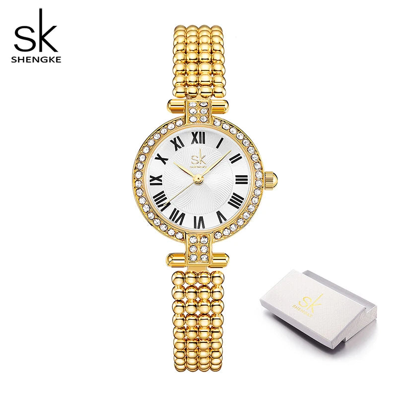 Shengke Fashion Ladies Watches Waterproof Top Brand SK Quartz Silver Clock Women Elegant Design Dress Wrist Watch Reloj Mujer