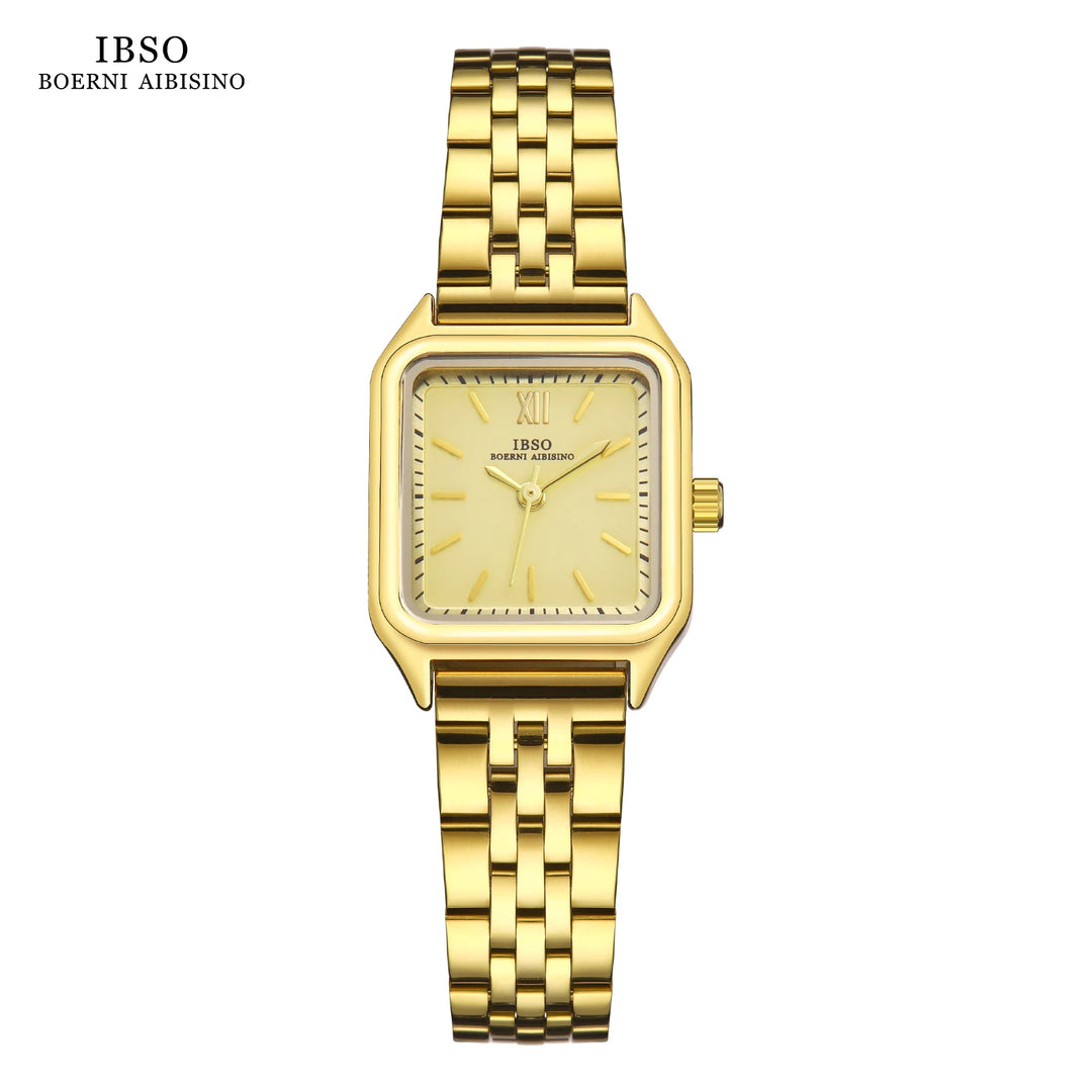 IBSO 2026 New Women Luxury Style Quartz Watches Square Face Stainless Steel Strap Waterproof Dial Waterproof 30 Quartz S9680L