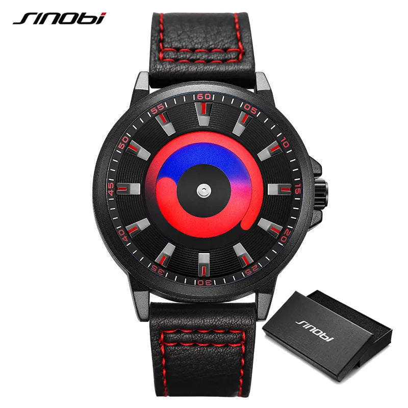 Sinobi Creative Design Mens Watches Fashion Mesh Strap Man's Quartz Wristwatches Colorful Vortex Sky Clock For Male Relogio