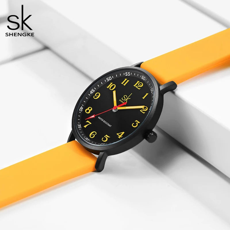SHENGKE Women Fashion Silicone Strap Watches New Clock For Woman SK Quartz Wristwatches Original Ladies Watch Relogio Feminino