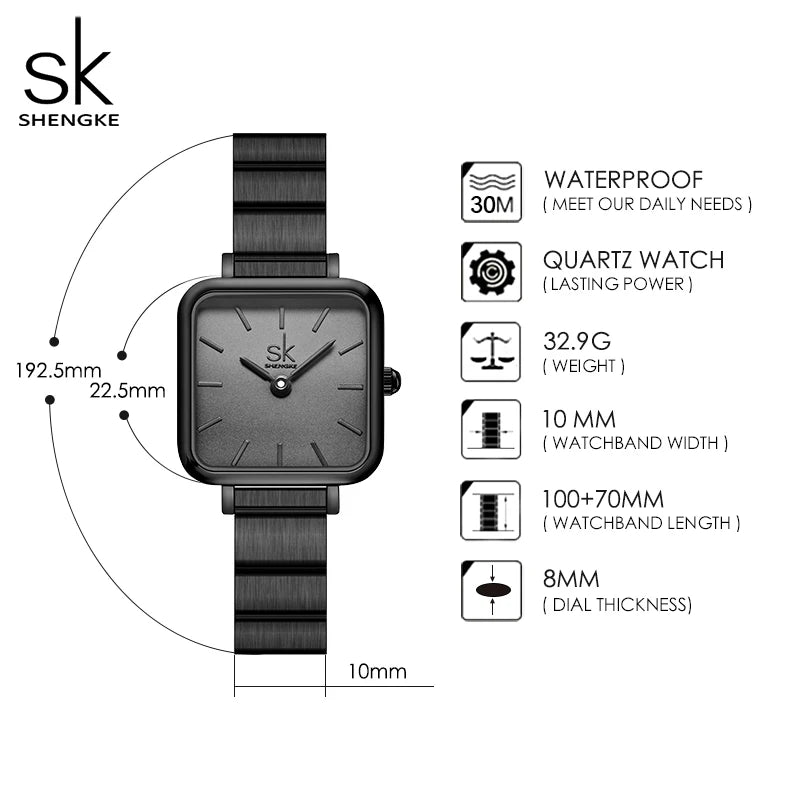 Shengke Fashion Style Women Watches Square Design Original Woman's Quartz Wristwatches Top Luxury Brand Female SK Gift Clock