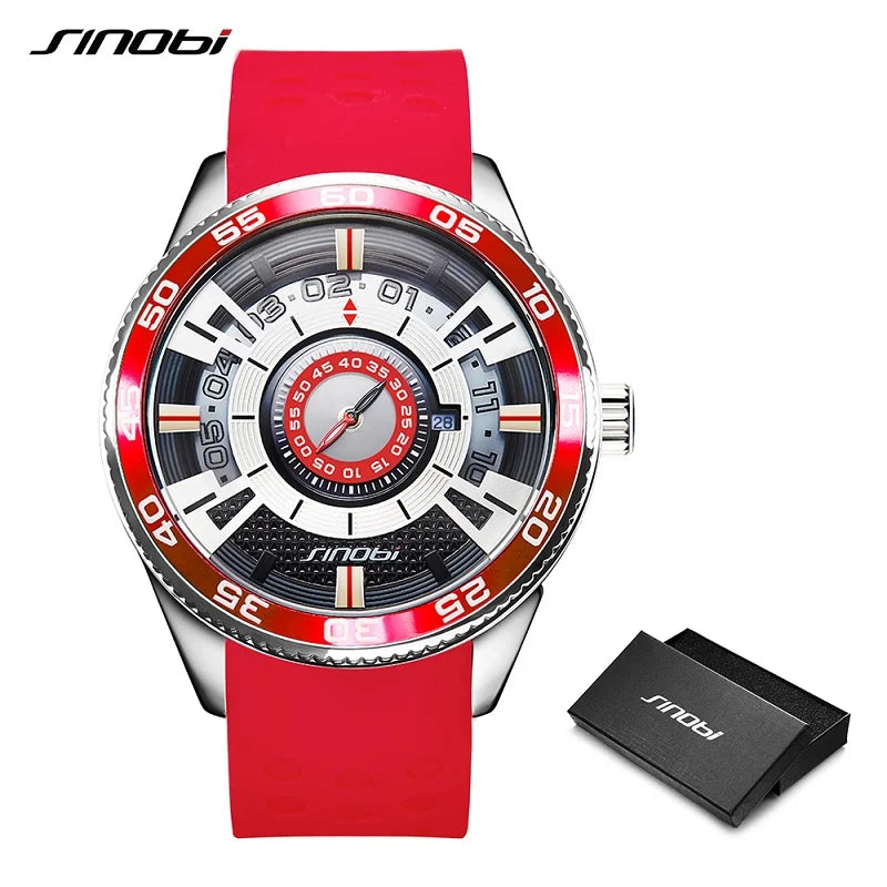 SINOBI High Quality Creative Car Dashboard Man's Watches Men's Luxury Stainless Steel Wristwatches Sports Top Clock Reloj Hombre