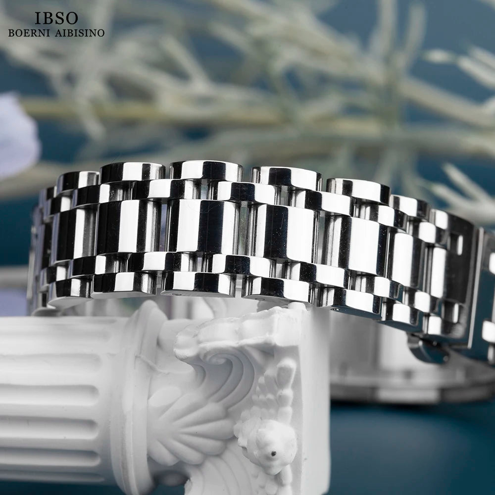 IBSO Women Rectangle Quartz Watches Luxury Women Stainless Steel Strap Wristwatch 3ATM Waterproof Japanese Quartz Movement #9688
