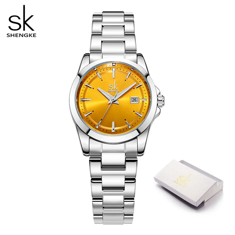 Shengke Fashion Design Women's Wristwatches Top Styles Woman's Quartz Watches Calendar Original Ladies Best Gifts Clock