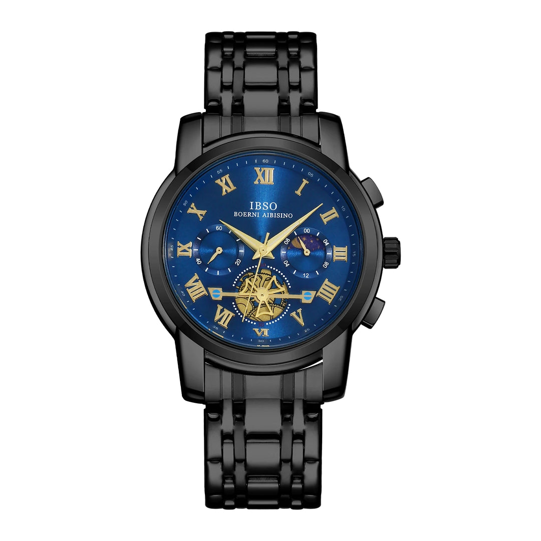 IBSO New 2026 Luxury Quartz Watch Multifunctional Watch 3ATM Waterproof Stop Calendar Solid Stainless Steel Strap Moon Phase