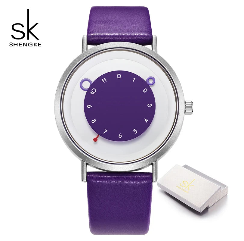 Shengke Women Creative Wristwatch Ladies Watches Yellow Leather Band Best Gifts Wristwatches Clock Montres Femme Reloj Mujer