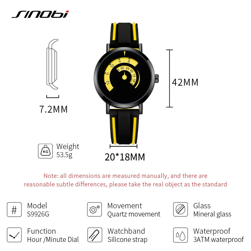 SINOBI Creative Design Men's Watches Fashion Styles Ladies Quartz Wristwatches Top Brand Male Best Gifts Clock