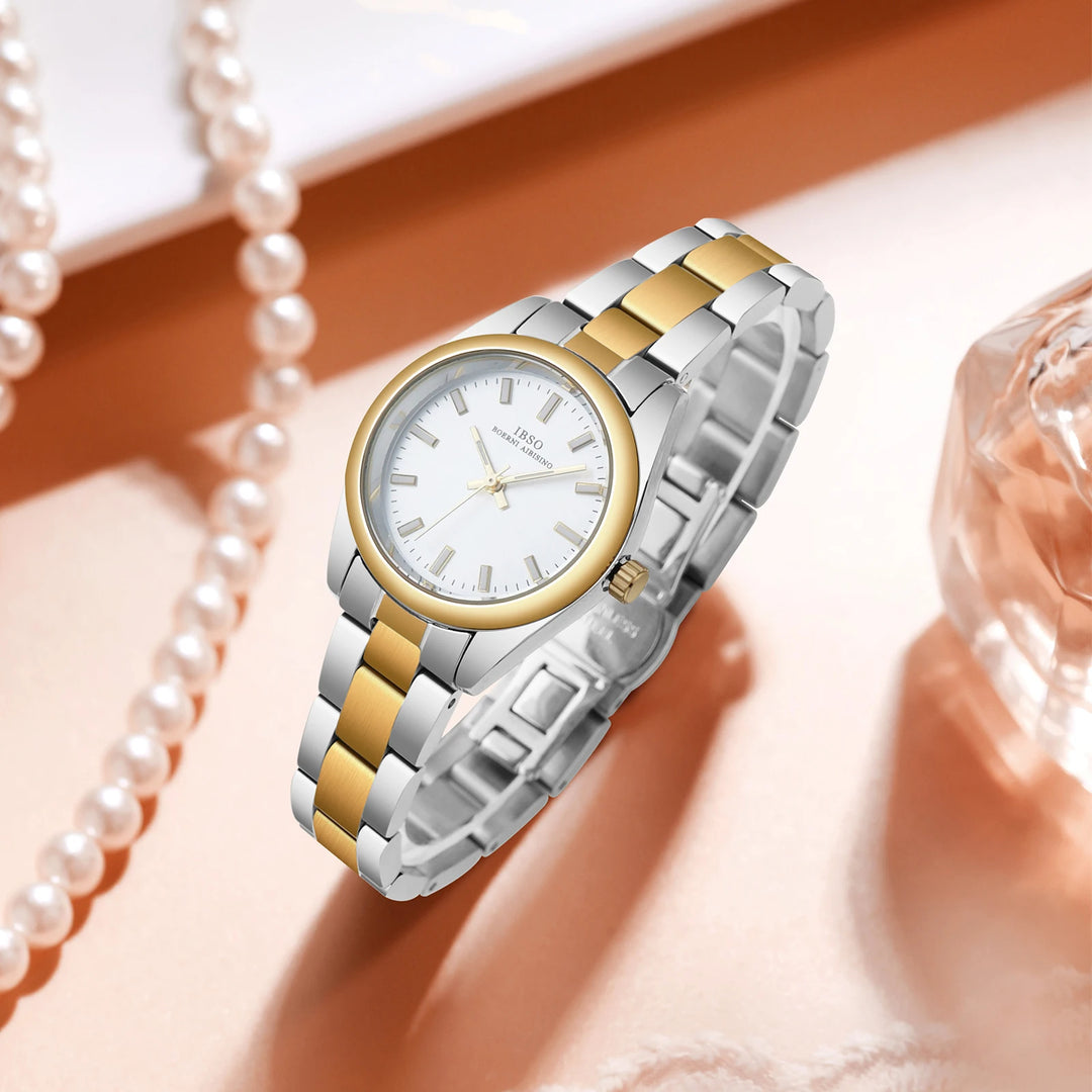 IBSO 2026 New Women Stainless Steel Watches 3ATM Waterproof Luminous Hands Dials Small Luxury Style Women Gift For Christmas