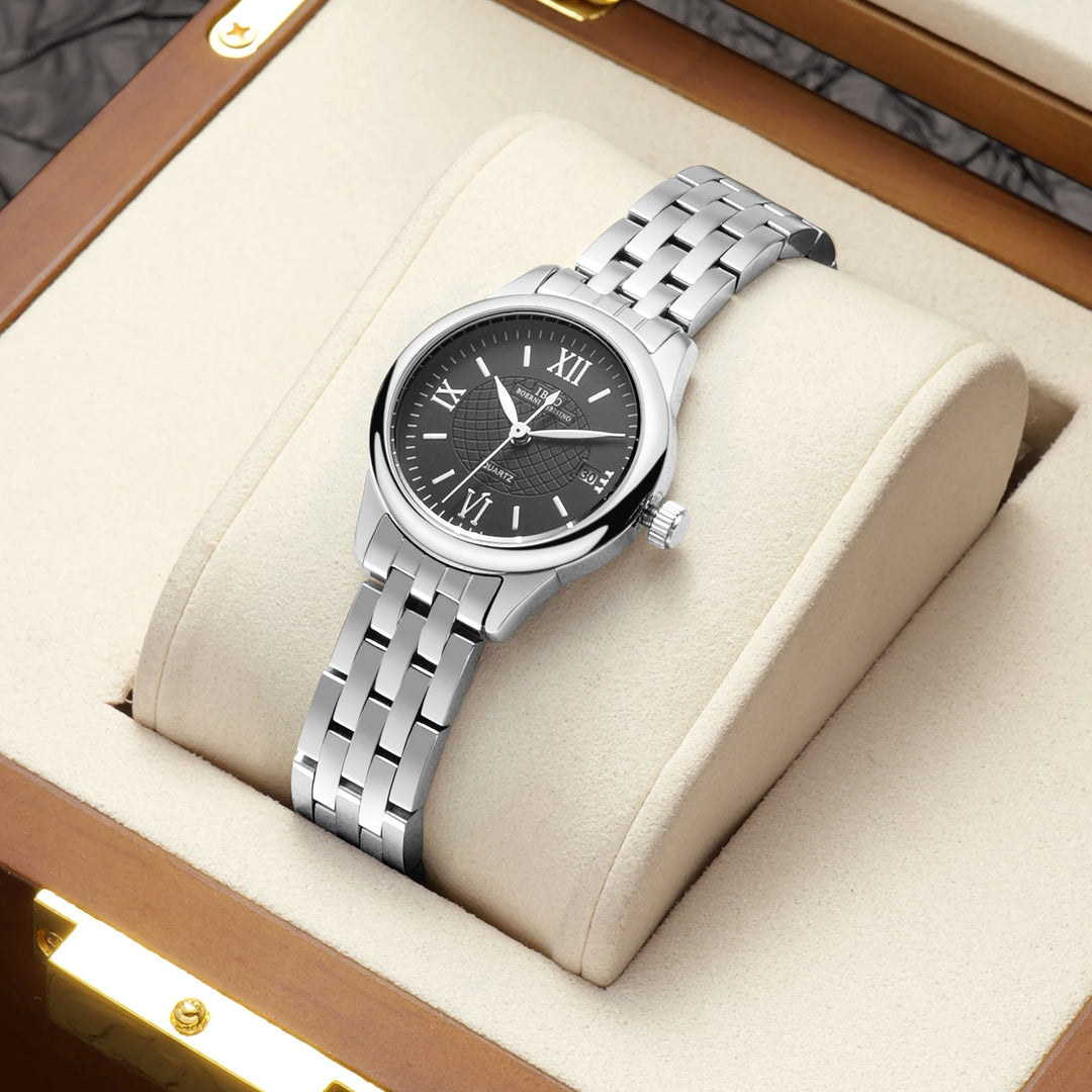 IBSO 2026 New Women Watch Quartz Movement Calendar Function Classic Style Stainless Steel Strap Elegant Lady Clock