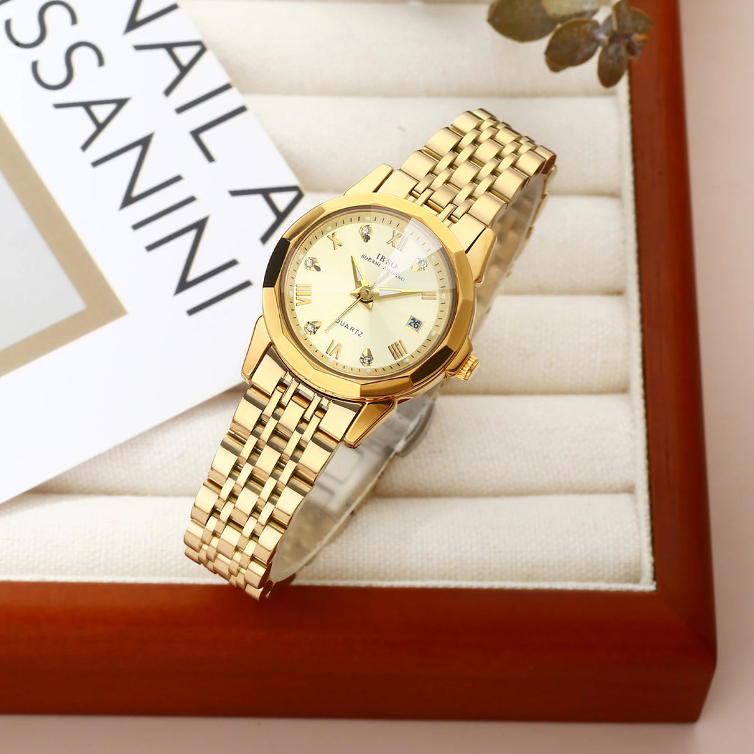 IBSO 2024 Luxury Women Watch Calendar Japanese Quartz Movement 3ATM Waterproof Stainless Steel Strap Fashion Ladies Watch S1119L